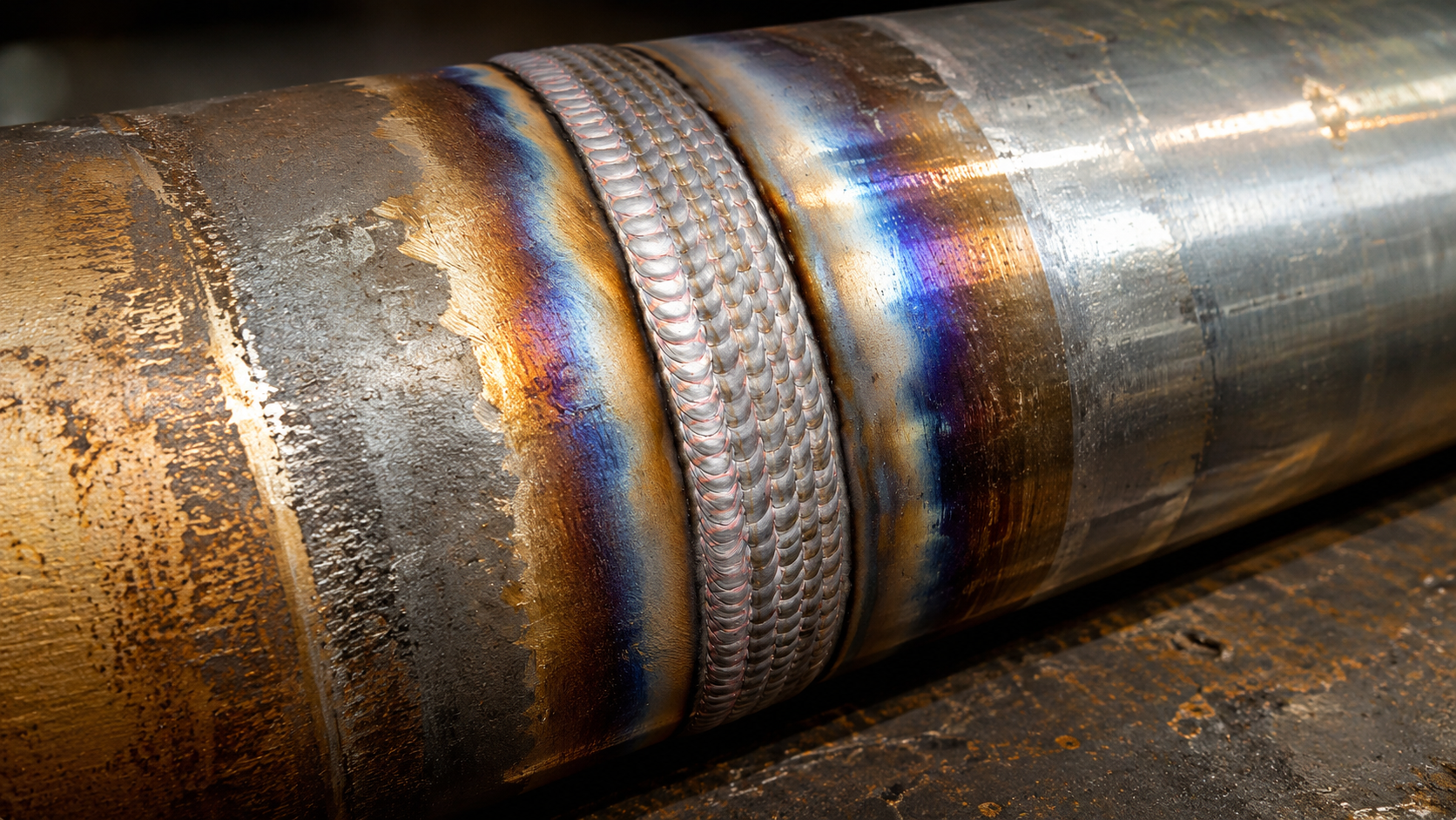 Detailed industrial pipe weld
